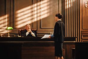Successful Female Prosecutor Presenting the Case